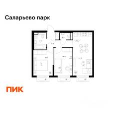 ЖК «Саларьево парк», планировка 2-комнатной квартиры, 49.30 м²