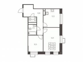 ЖК «Новая Ивантеевка», планировка 2-комнатной квартиры, 58.00 м²