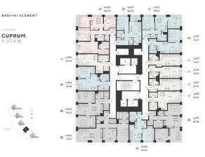 ЖК «Bashni Element», планировка 1-комнатной квартиры, 43.28 м²