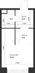 ЖК «Voice Towers», планировка студии, 26.50 м²