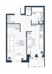 ЖК «Ново-Антропшино», планировка 1-комнатной квартиры, 36.35 м²