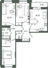 ЖК «Загляденье», планировка 3-комнатной квартиры, 78.52 м²