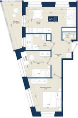 ЖК «Новатория», планировка 2-комнатной квартиры, 50.06 м²