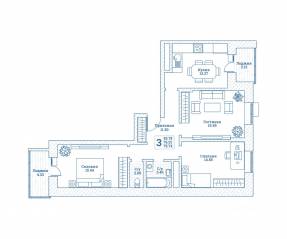 ЖК «Новоград Монино», планировка 3-комнатной квартиры, 80.20 м²