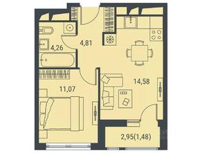 ЖК «Level Лесной», планировка 1-комнатной квартиры, 36.20 м²