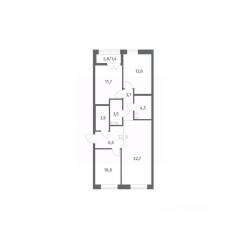 ЖК «NEWПИТЕР», планировка 3-комнатной квартиры, 81.67 м²