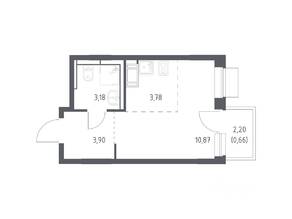 ЖК «Пятницкие Луга», планировка студии, 22.39 м²