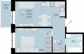 ЖК «Северный Меридиан» (Бугры), планировка 1-комнатной квартиры, 41.40 м²