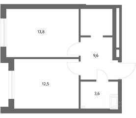 ЖК «Парусная 1», планировка 1-комнатной квартиры, 39.50 м²