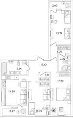 ЖК «Лайнеръ», планировка 3-комнатной квартиры, 86.10 м²