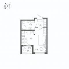 МЖК «Пулковский дом», планировка студии, 27.60 м²