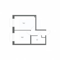 ЖК «Парусная 1», планировка 1-комнатной квартиры, 33.50 м²