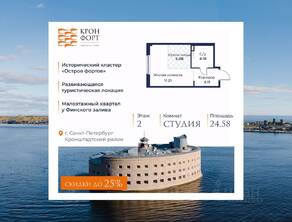 МЖК «Кронфорт. Центральный», планировка студии, 24.58 м²