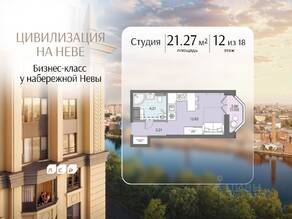 ЖК «Цивилизация на Неве», планировка студии, 21.27 м²