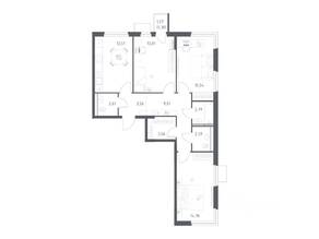 ЖК «Мытищи Парк», планировка 3-комнатной квартиры, 78.74 м²