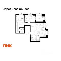 ЖК «Середневский лес», планировка 3-комнатной квартиры, 80.60 м²