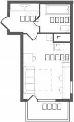 ЖК «Ювента», планировка студии, 25.90 м²