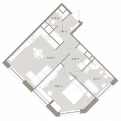 Апарт-комплекс «D'oro Mille», планировка 2-комнатной квартиры, 60.30 м²