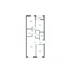 ЖК «NEWПИТЕР», планировка 3-комнатной квартиры, 81.61 м²