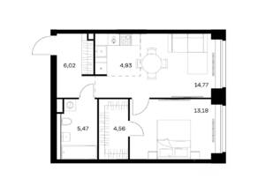 ЖК «Nova», планировка 1-комнатной квартиры, 48.93 м²