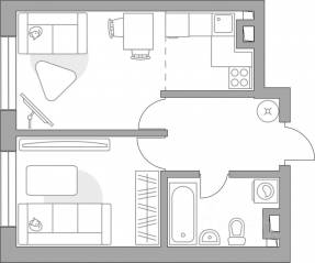 ЖК «Тринити-3», планировка 3-комнатной квартиры, 60.37 м²