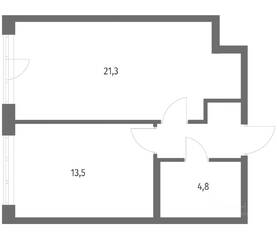 ЖК «NEWПИТЕР», планировка 1-комнатной квартиры, 43.40 м²