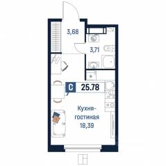 ЖК «Максималист», планировка студии, 25.78 м²