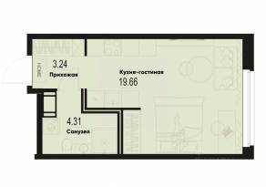 ЖК «ID Murino III», планировка студии, 27.21 м²