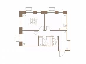 ЖК «Фабрикант», планировка 2-комнатной квартиры, 57.00 м²