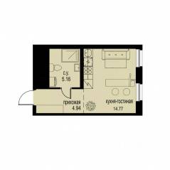 ЖК «ID Murino III», планировка студии, 24.87 м²