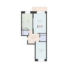 ЖК «Арт-квартал Онегин», планировка 2-комнатной квартиры, 67.30 м²