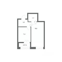 ЖК «NEWПИТЕР», планировка 1-комнатной квартиры, 40.45 м²