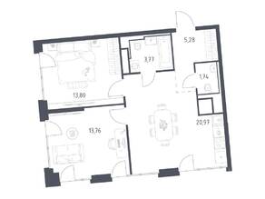 ЖК «Квартал на воде», планировка 2-комнатной квартиры, 59.32 м²