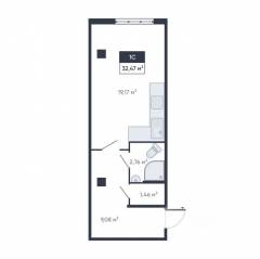 ЖК «Ромашки», планировка студии, 32.40 м²