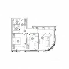ЖК «UNO. Соколиная гора», планировка 3-комнатной квартиры, 62.90 м²