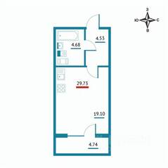 ЖК «Левитан», планировка студии, 29.73 м²
