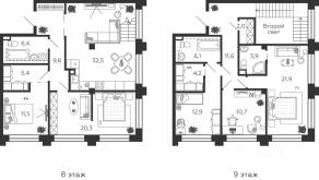 ЖК «Жилой квартал Shagal», планировка 5-комнатной квартиры, 157.40 м²