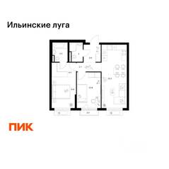 ЖК «Ильинские луга», планировка 2-комнатной квартиры, 58.30 м²