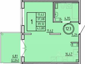 МЖК «Образцовый квартал 16», планировка 1-комнатной квартиры, 37.08 м²