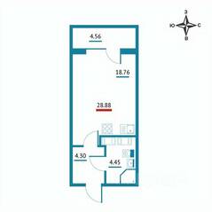 ЖК «Левитан», планировка студии, 28.88 м²
