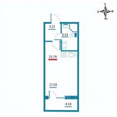 ЖК «Левитан», планировка студии, 25.79 м²