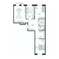 ЖК «G3 Театральный», планировка 4-комнатной квартиры, 95.60 м²