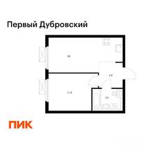 ЖК «Первый Дубровский», планировка 1-комнатной квартиры, 35.10 м²