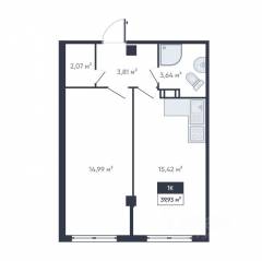 ЖК «Ромашки», планировка 1-комнатной квартиры, 40.20 м²