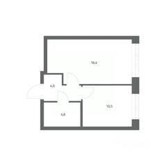ЖК «NEWПИТЕР», планировка 1-комнатной квартиры, 37.53 м²