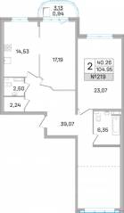 ЖК «Дом-Мегалит в Королёве», планировка 2-комнатной квартиры, 105.30 м²