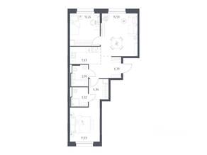 ЖК «Заречье Парк», планировка 2-комнатной квартиры, 62.00 м²