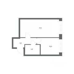 ЖК «NEWПИТЕР», планировка 1-комнатной квартиры, 43.42 м²