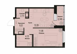 ЖК «ID Murino III», планировка 1-комнатной квартиры, 36.15 м²