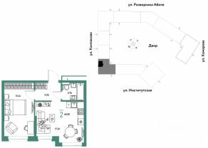ЖК «Страна.Парковая», планировка 2-комнатной квартиры, 40.50 м²